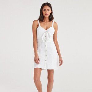 NWT 7 For All Mankind White Denim Double Bow Tie Dress